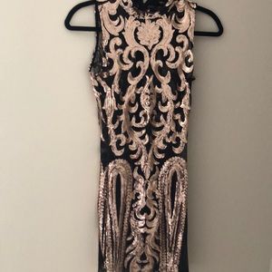 Black with gold sequins dress